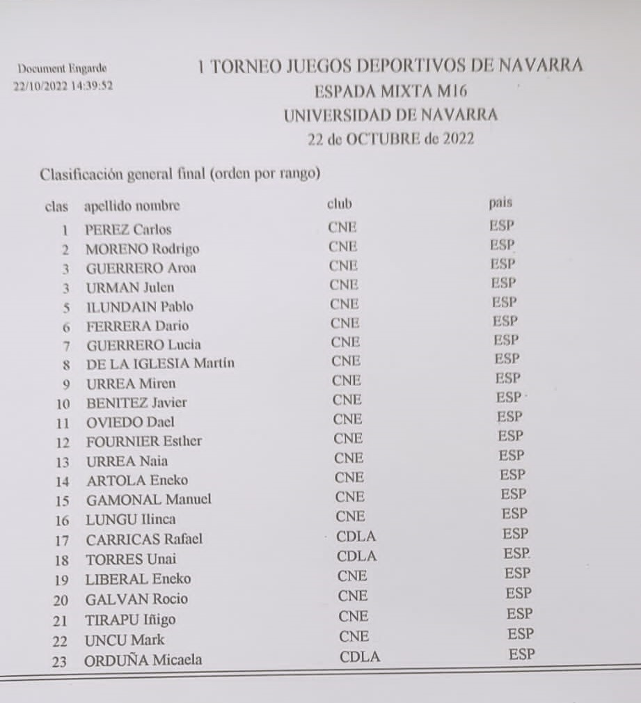 I Jornada Juegos Deportivos de Navarra Espada Mixta M11 y M15